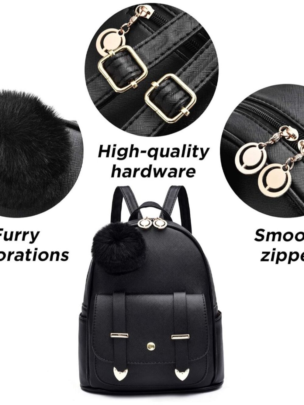 Girls Fashion Backpack Mini Backpack Purse for Women Teenage Girls Purses PU Lea View 4